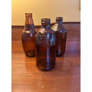Lot of 3 Vintage Amber Glass Beer Bottles inc. Anheuser Busch Eagle